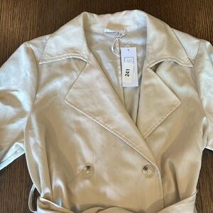 Sage Off-White Double-Breasted Trench Coat/Wrap Dress